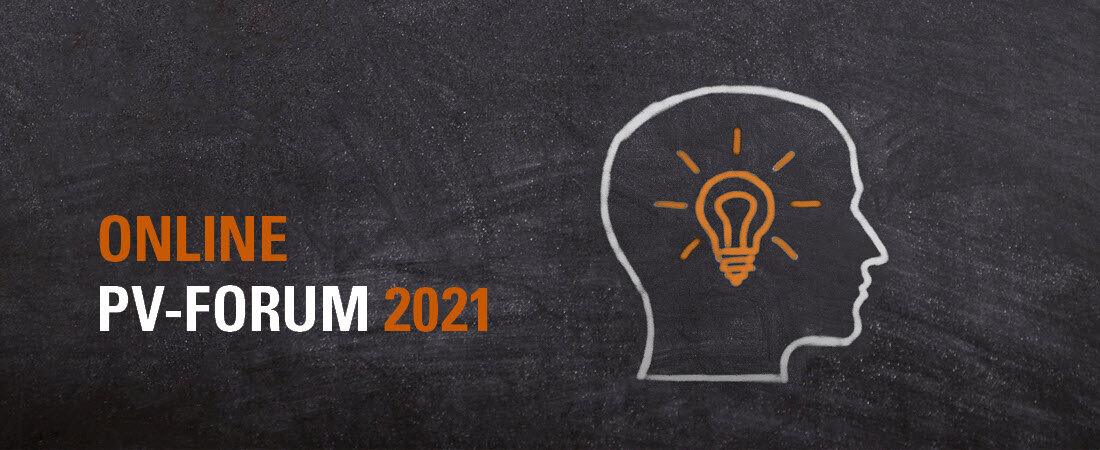 Banner mit Text: "Online PV Forum 2021"